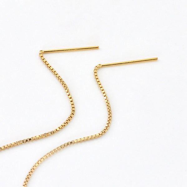 Womens Long 14 Gold Thread Earrings Black Spinel Beaded Dangle Earrings for Women