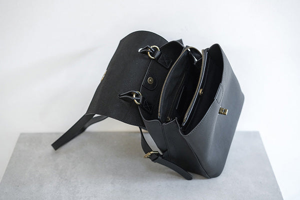 Womens Mini Black Leather Backpack Bag Cute Backpacks For Women Nice