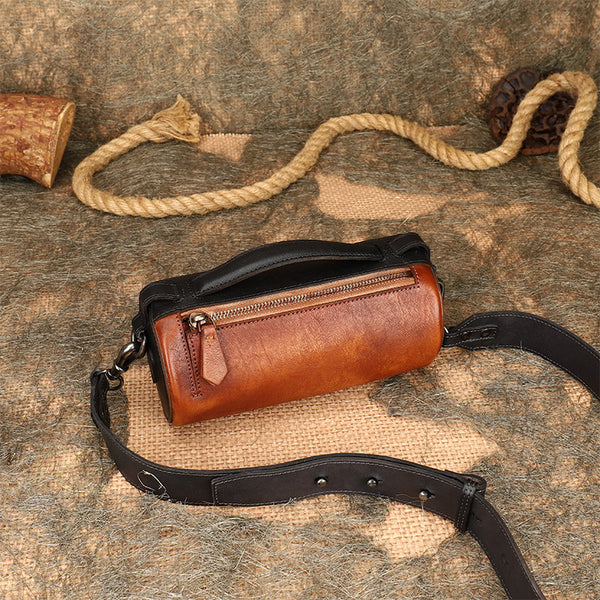 Womens Mini Leather Barrel Crossbody Bag Shoulder Handbags Accessories