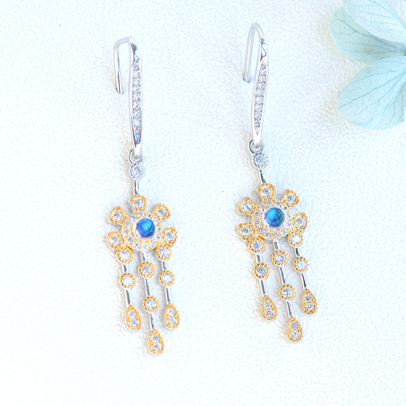 Womens Moonstone Drop Earrings June Birthstone Hoop Earrings With Gold Plated Silver Earrings For Women Accessories