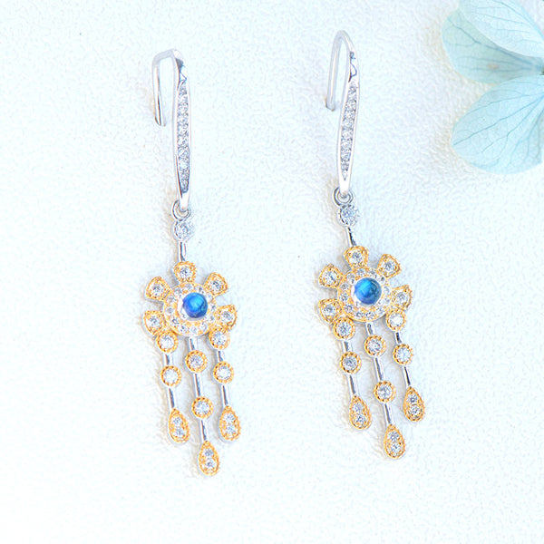Womens Moonstone Drop Earrings June Birthstone Hoop Earrings With Gold Plated Silver Earrings For Women Accessories