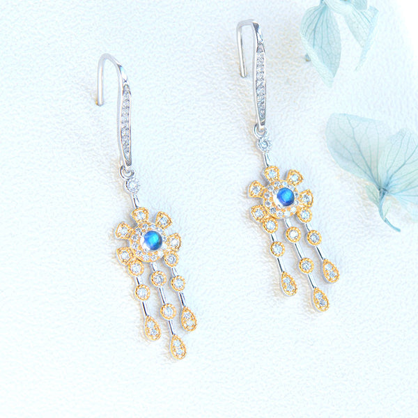 Womens Moonstone Drop Earrings June Birthstone Hoop Earrings With Gold Plated Silver Earrings For Women Affordable