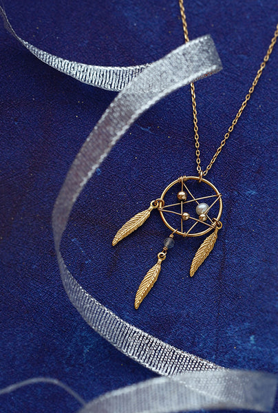 Womens Pearl Moonstone 14K Gold Plated Silver Pendant Necklace for Women fashion
