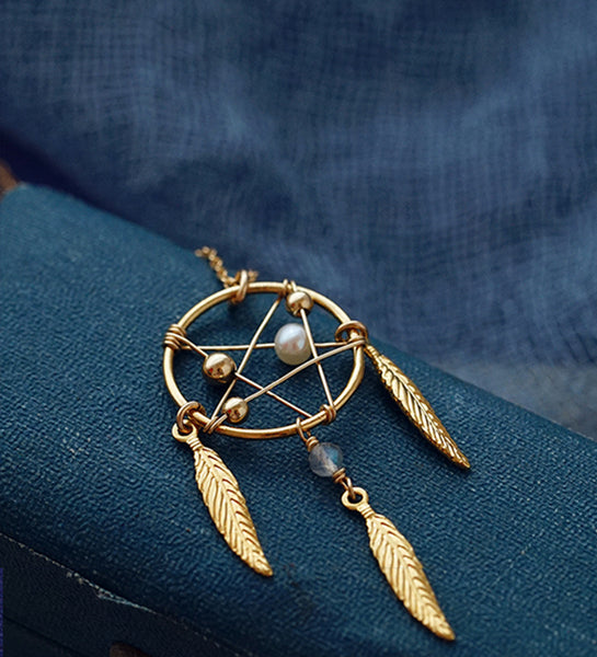 Womens Pearl Moonstone 14K Gold Plated Silver Pendant Necklace for Women stylish