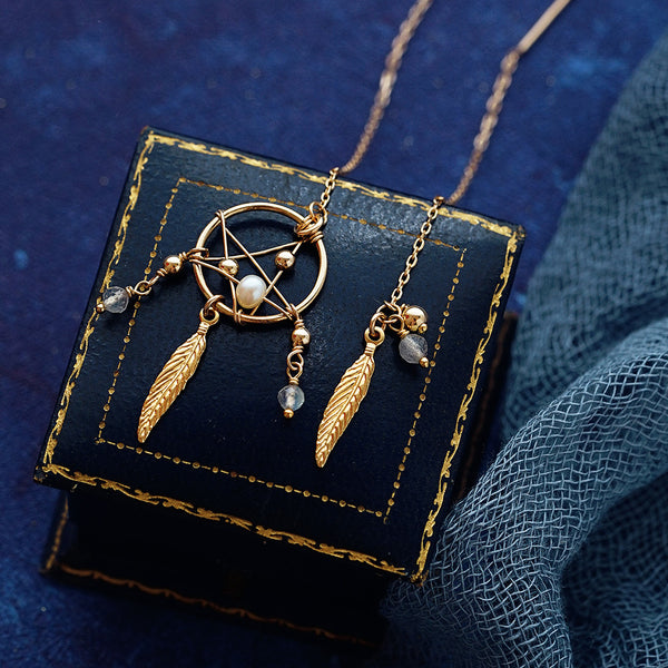14K Gold Plated Pearl Moonstone Threader Earrings Drop Earrings For Women