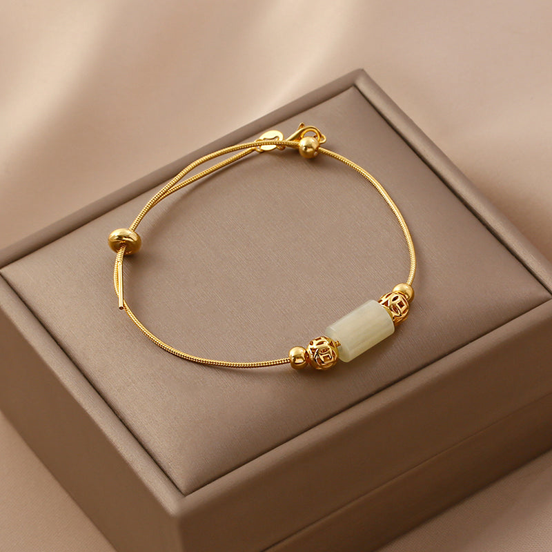 Womens Real Jade Bracelet Adjustable Sterling Silver Charm Bracelets For Women Aesthetic