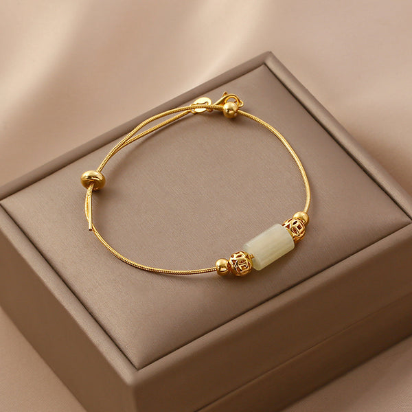 Womens Real Jade Bracelet Adjustable Sterling Silver Charm Bracelets For Women Aesthetic