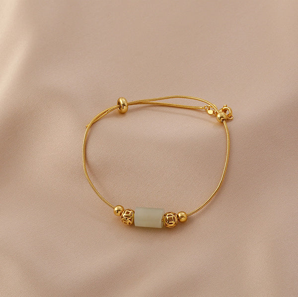 Womens Real Jade Bracelet Adjustable Sterling Silver Charm Bracelets For Women Chic
