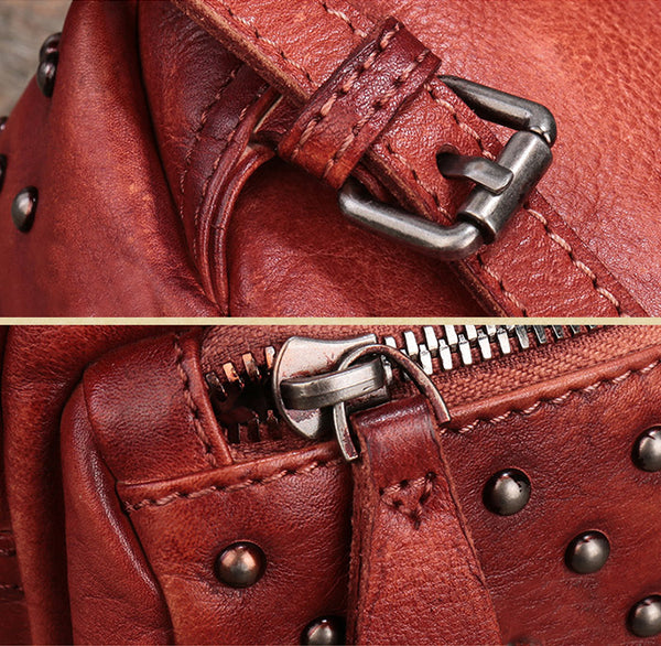 Womens Rivets Leather Small Backpack Purse Cool Backpacks for Women Chic