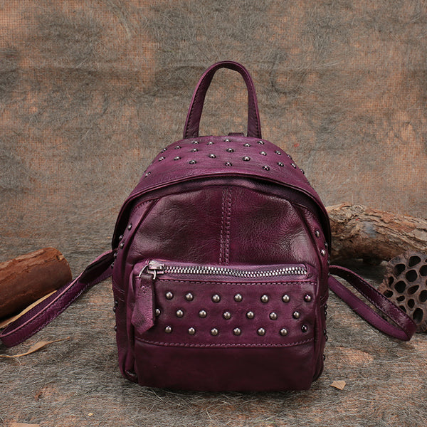 Womens Rivets Leather Small Backpack Purse Cool Backpacks for Women best