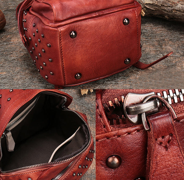 Womens Rivets Leather Small Backpack Purse Cool Backpacks for Women cool