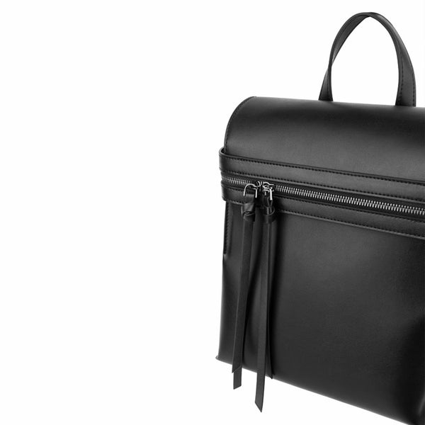 Womens Small Black Leather Backpack Purse Genuine Leather Zip Backpack Handbag for Women Designer