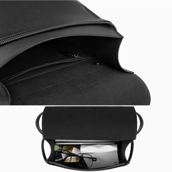 Womens Small Black Leather Backpack Purse Genuine Leather Zip Backpack Handbag for Women Handmade