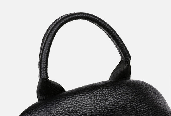 Womens Small Black Leather Backpack Purse Black Rucksack For Women Durable