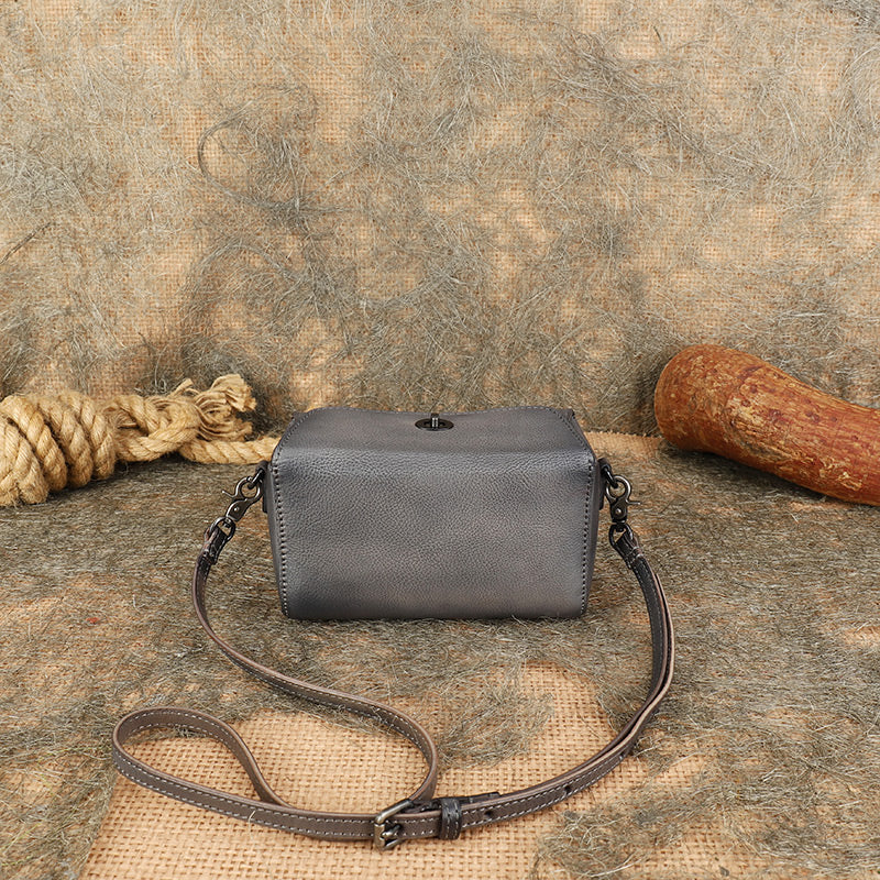 Womens Small Boxy Leather Crossbody Purse Leather Shoulder Bag For Women Accessories