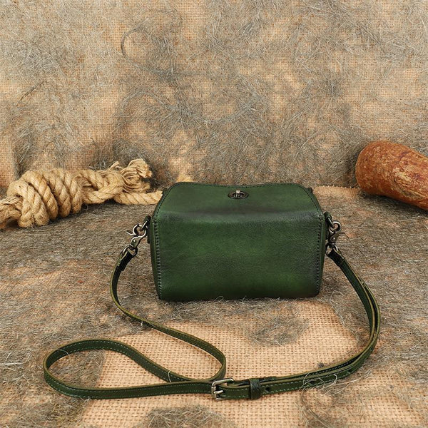 Womens Small Boxy Leather Crossbody Purse Leather Shoulder Bag For Women Affordable