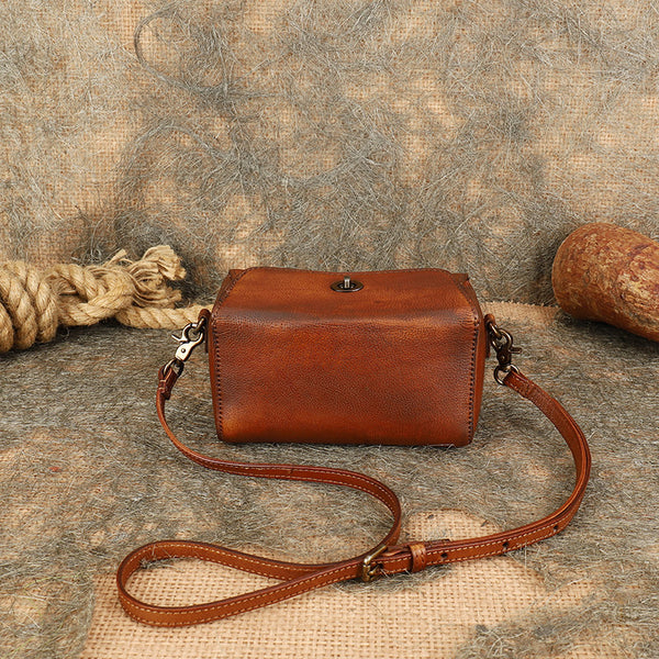 Womens Small Boxy Leather Crossbody Purse Leather Shoulder Bag For Women Beautiful