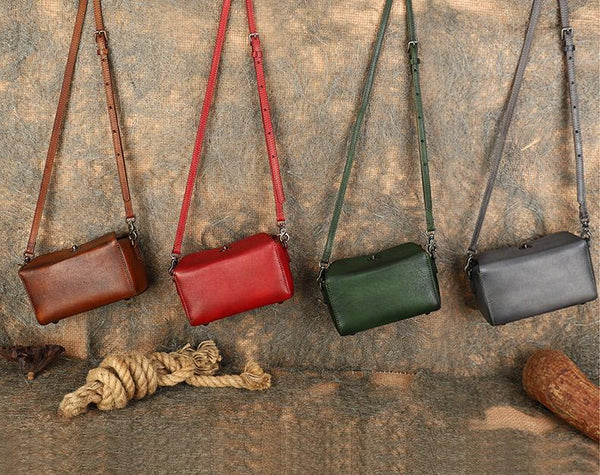 Womens Small Boxy Leather Crossbody Purse Leather Shoulder Bag For Women Best