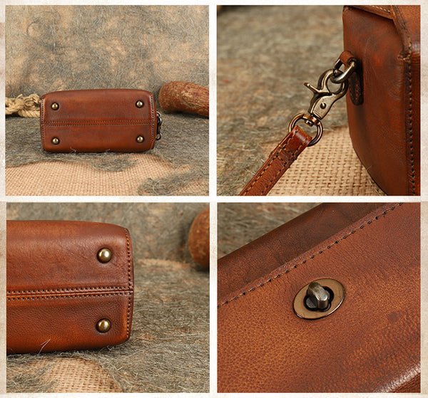 Womens Small Boxy Leather Crossbody Purse Leather Shoulder Bag For Women Details