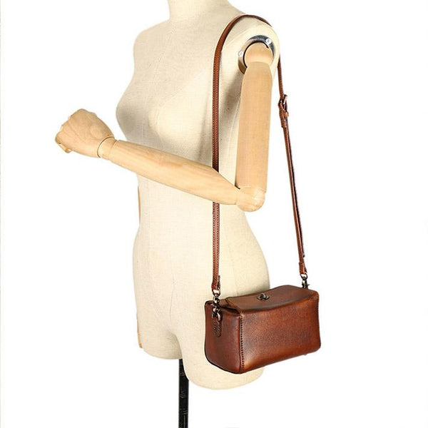 Womens Small Boxy Leather Crossbody Purse Leather Shoulder Bag For Women Genuine Leather