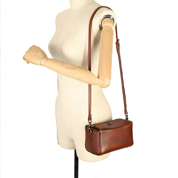 Womens Small Boxy Leather Crossbody Purse Leather Shoulder Bag For Women Genuine Leather