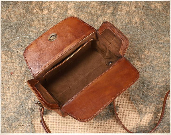 Womens Small Boxy Leather Crossbody Purse Leather Shoulder Bag For Women Handmade