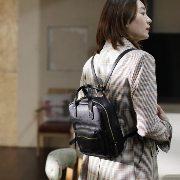 Womens Small Brown Genuine Leather Backpack Bag Purse Nice Backpacks for Women