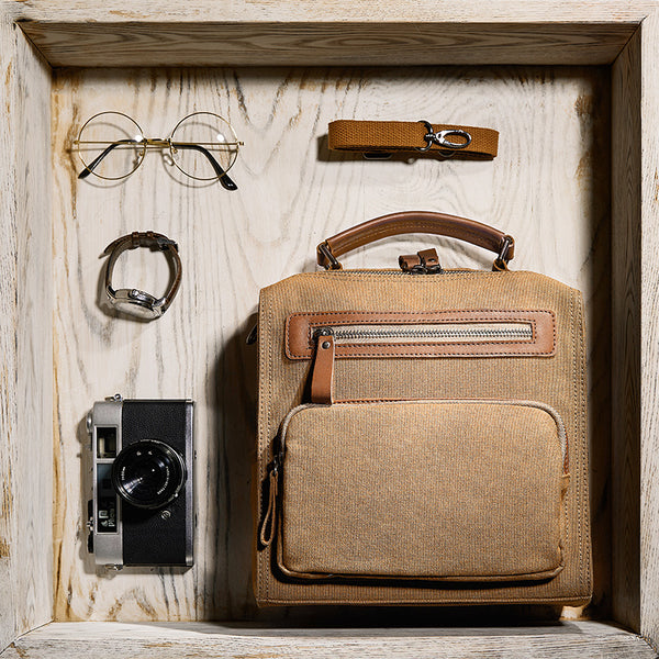 Womens Small Canvas Leather Sling Backpack Purse Rucksack Handbag for Women Affordable