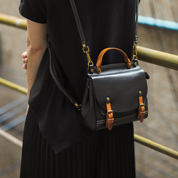 Womens Small Green Leather Shoulder Bag Satchel Backpack For Women Chic