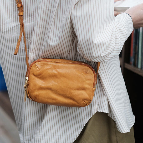 Fashion Women's Leather Chest Sling Bag Crossbody Sling Pack For Women Brown