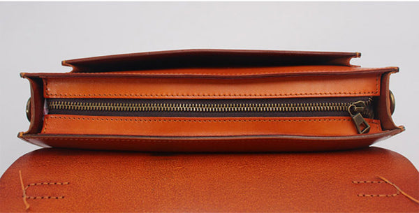 Womens Small Leather Satchel Messenger Bags Square Crossbody Bag Purse for Women Handmade