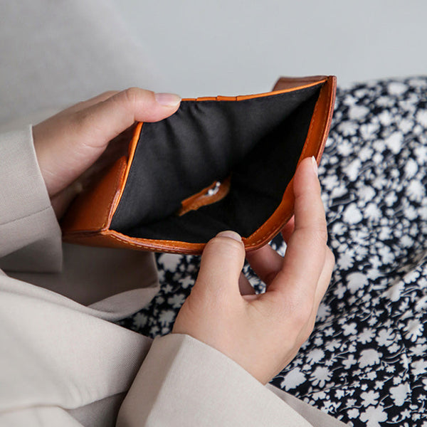 Womens Small Leather Wallet Purse Trifold Wallet For Women Classic
