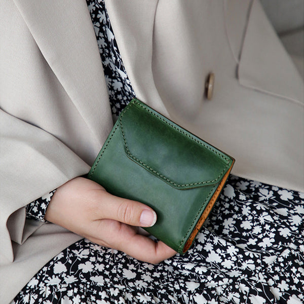 Womens Small Leather Wallet Purse Trifold Wallet For Women Designer