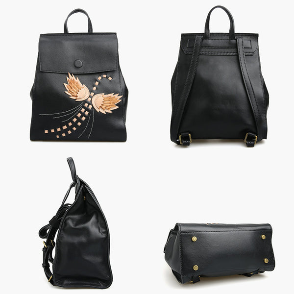 Womens Small Real Leather Backpack Bag Purse Black Fashion Backpacks for Girls Designer