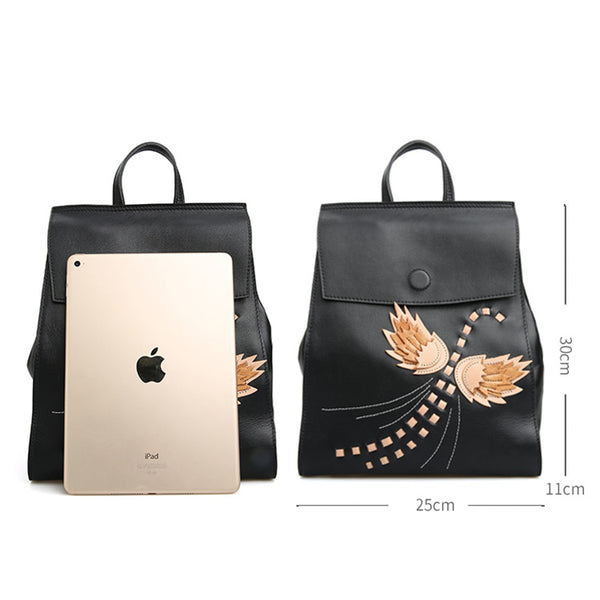 Womens Small Real Leather Backpack Bag Purse Black Fashion Backpacks for Girls cute