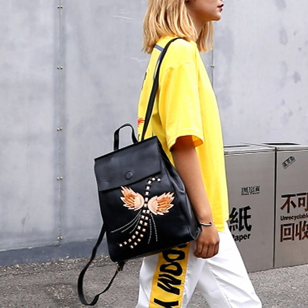 Womens Small Real Leather Backpack Bag Purse Black Fashion Backpacks for Girls