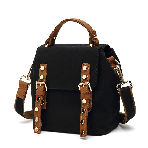 Womens Small Waterproof Canvas And Leather Backpack Satchel Handbags For Women Cool