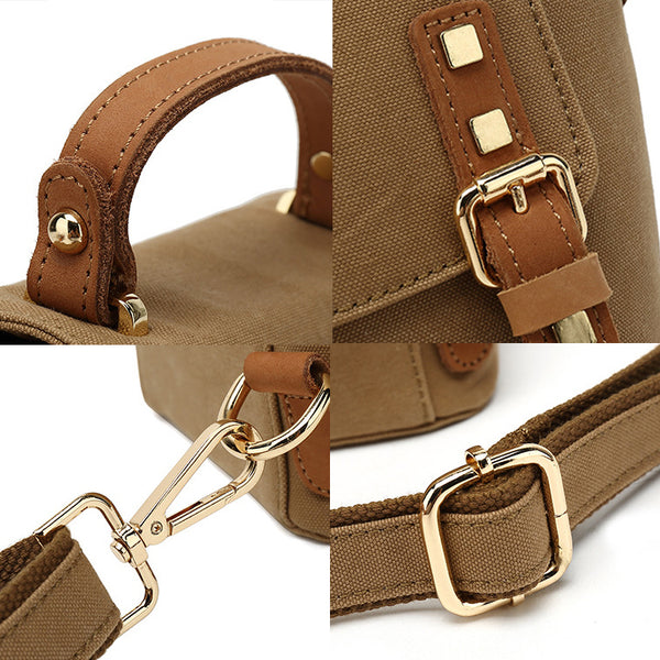 Womens Small Waterproof Canvas And Leather Backpack Satchel Handbags For Women Details