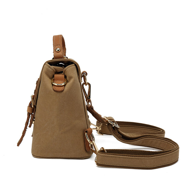 Womens Small Waterproof Canvas And Leather Backpack Satchel Handbags For Women Durable