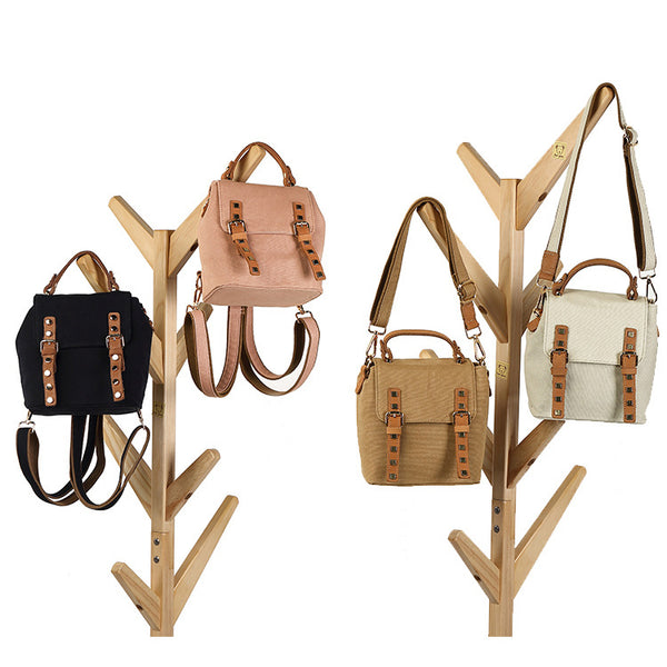 Womens Small Waterproof Canvas And Leather Backpack Satchel Handbags For Women Funky