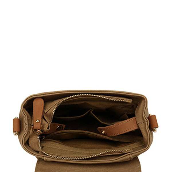 Womens Small Waterproof Canvas And Leather Backpack Satchel Handbags For Women Inside