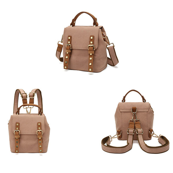 Womens Small Waterproof Canvas And Leather Backpack Satchel Handbags For Women Nice