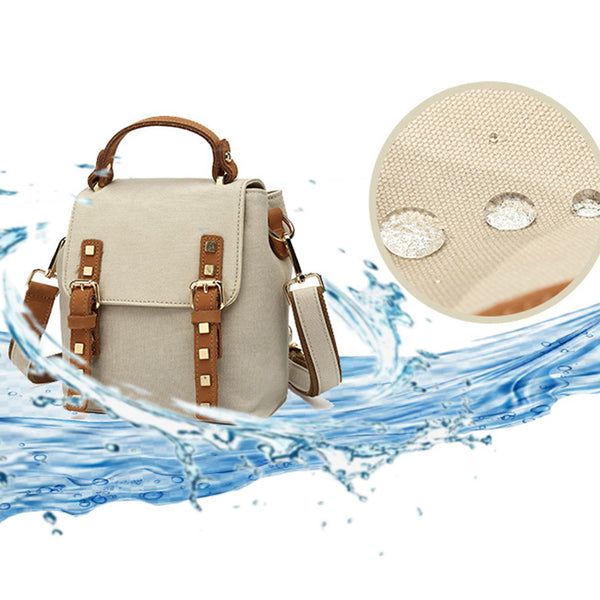 Womens Small Waterproof Canvas And Leather Backpack Satchel Handbags For Women Quality