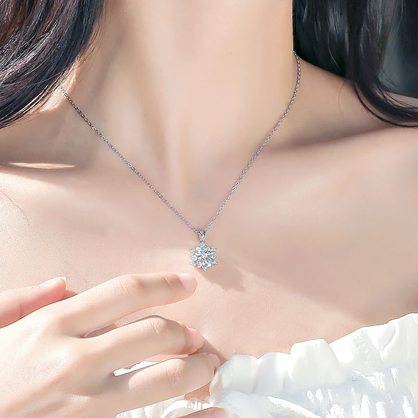 Womens Snowflake Aquamarine Stone Necklace March Birthstone Necklace Affordable