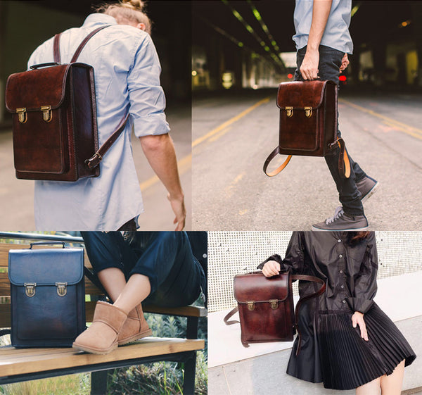 Womens Square Leather Fashion Backpack Trendy Backpacks Book Bag Purse for Women