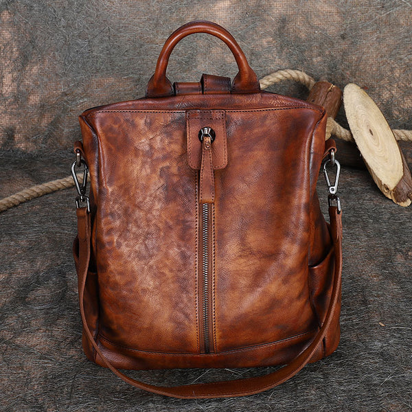 Womens Genuine Leather Rucksack Backpack Cross Shoulder Bag for Women Beautiful