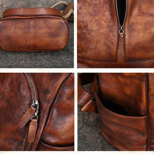 Womens Genuine Leather Rucksack Backpack Cross Shoulder Bag for Women Cowhide