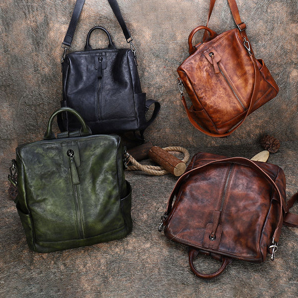 Womens Genuine Leather Rucksack Backpack Purse Cross Shoulder Bag for Women