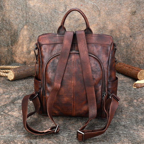 Womens Genuine Leather Rucksack Backpack Cross Shoulder Bag for Women Designer