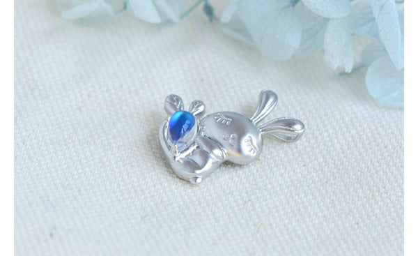 Womens Sterling Silver Moonstone Bunny Pendant Necklace June Birthstone Pendant Necklace Cute
